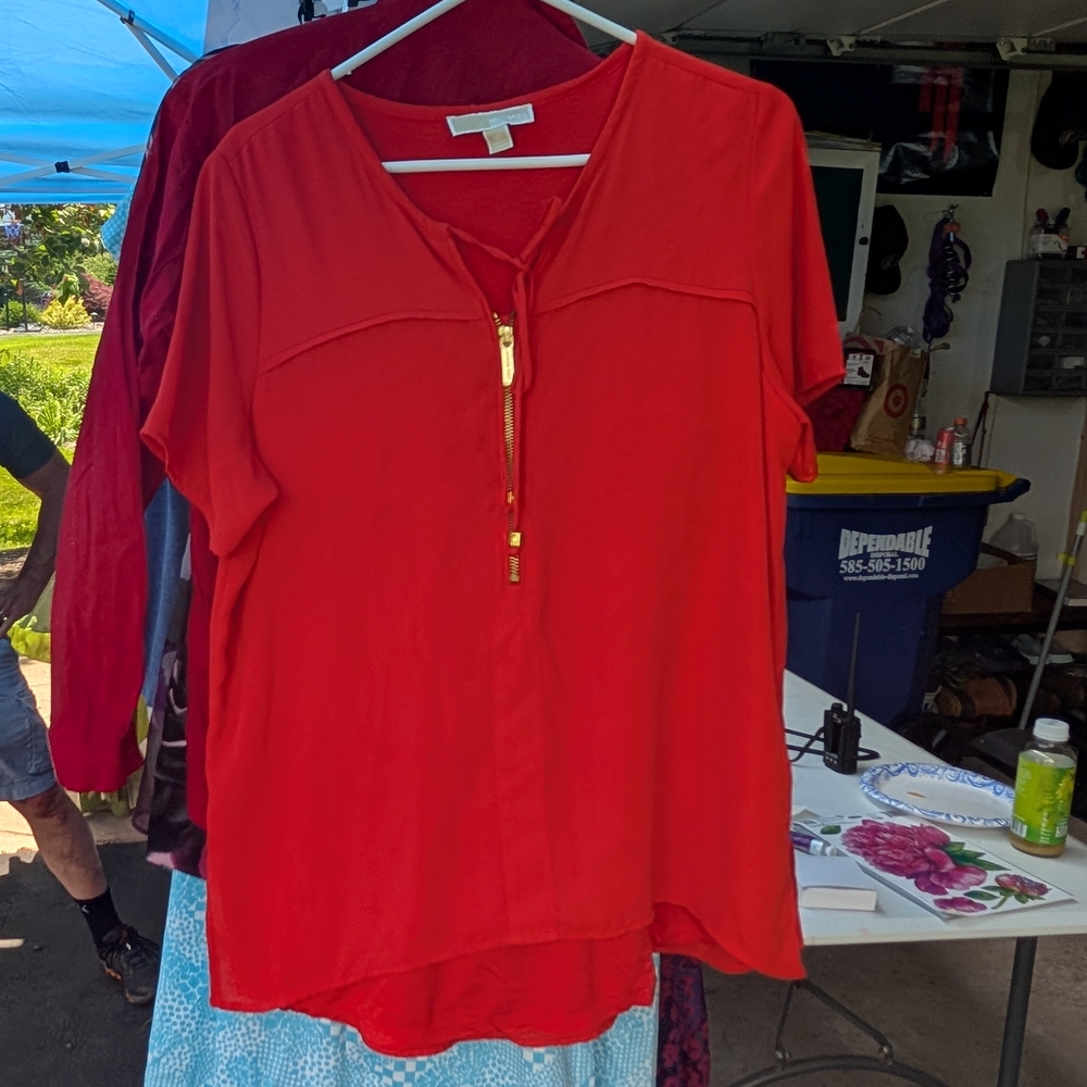 Michael Kors Red Zippered Blouse